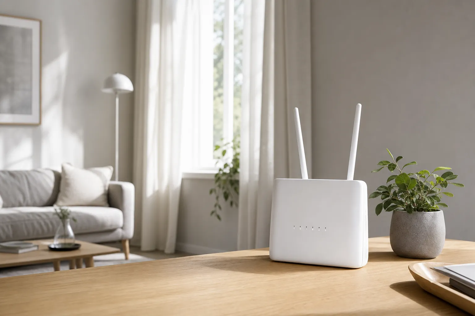 5G-router på köksbänk — Comviq mobilt bredband