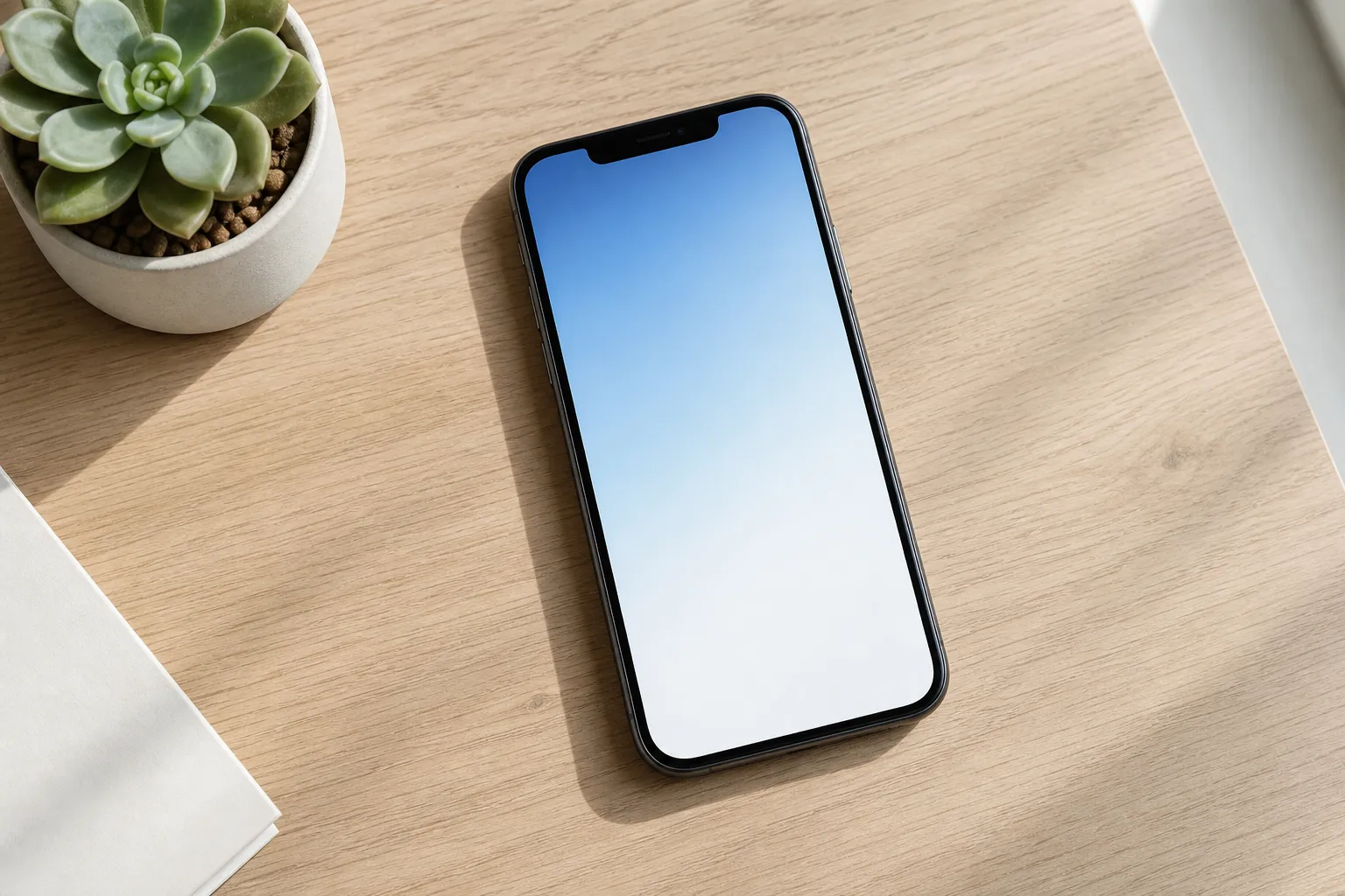 Modern smartphone på skrivbord — eSIM