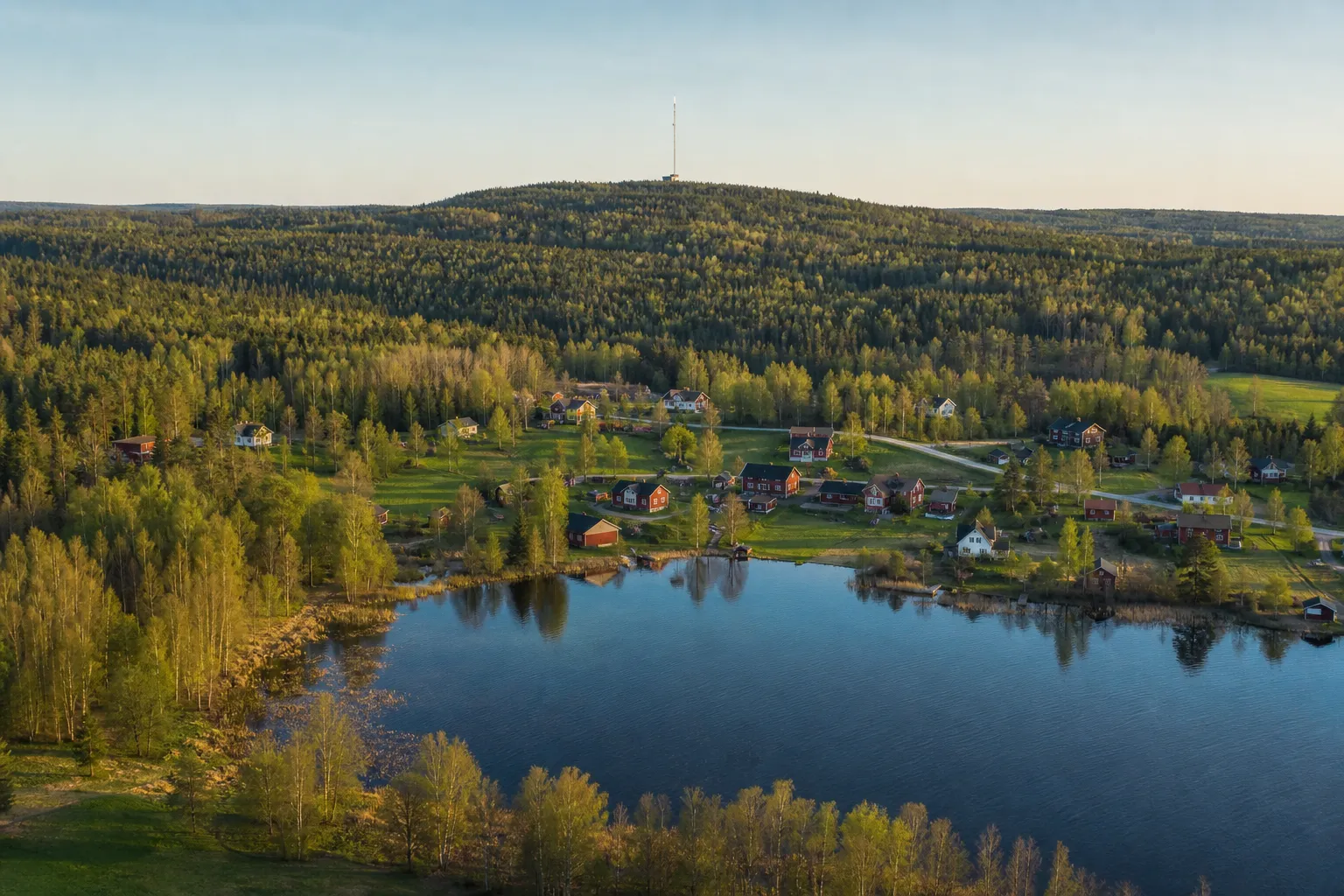 Skandinaviskt landskap från ovan — Telias bredbandstäckning